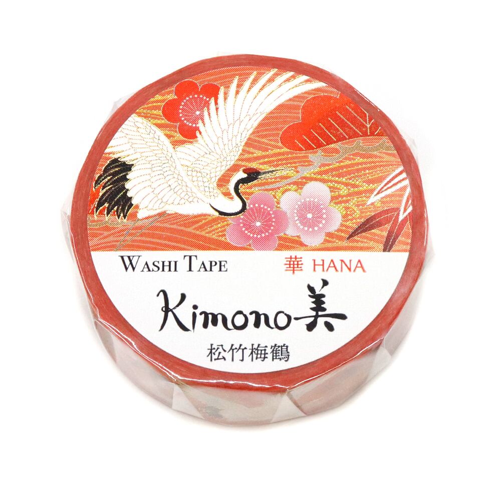 SAIEN カミイソ産商 マスキングテープ 松竹梅鶴 15mm 7m巻 華HANA 友禅柄 金箔グラ...
