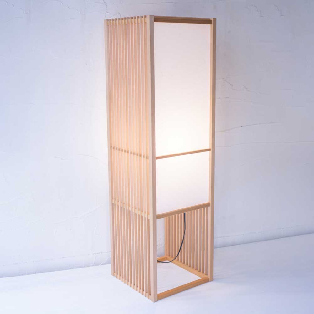 和風スタンドライト　調（L） shirabe　行灯　高さ100cm　杉材と強化和紙の照明器具　LED電球対応　日本製インテリアライト　和の優しい灯り