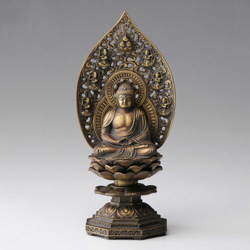 仏像 高岡鋳物 釈迦如来座像 18cm (BZ-124) インテリア鋳造仏 Casting Buddha statue Takaoka imono Shakanyoraizazou