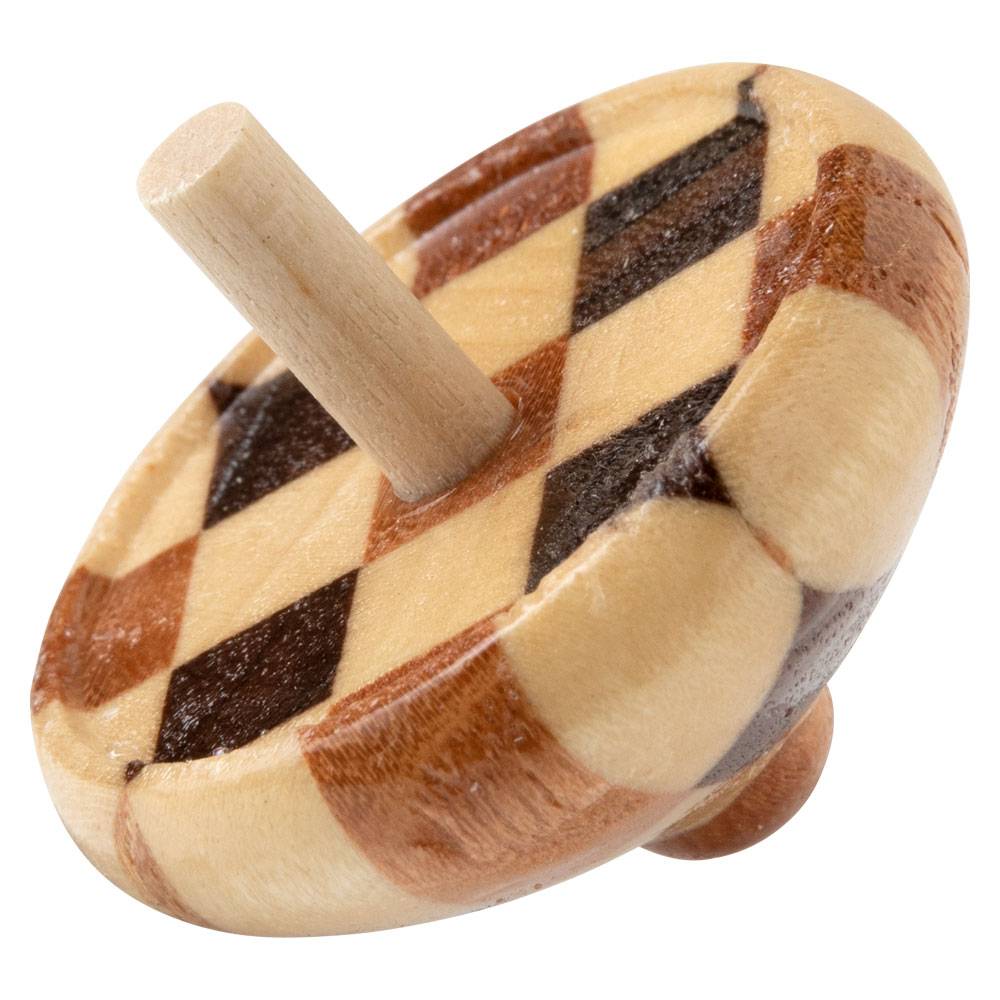 無垢寄木　平こま（1個）　箱根寄木細工　神奈川県の工芸品　Top Wooden mosaic workのサムネイル