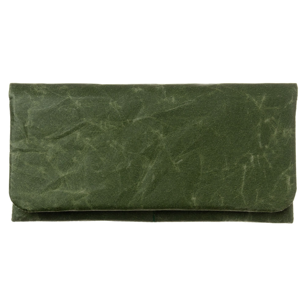 SIWA｜紙和　長財布　ダークグリーン　破れにくい紙・ナオロン製財布　山梨県の工芸品　Durable paper ..