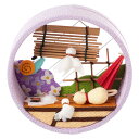 京都夢み屋 京の町家歳時記 6月 梅雨・中庭 (IM-6) 季節のちりめん置き飾り Seasonal decoration of crepe fabric