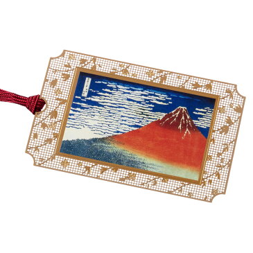 浮世絵しおり 北斎・凱風快晴 赤富士 (UK001) 金の栞シリーズ 24K表面加工 金属製ブックマーカー Metal bookmark, Ukiyo-e