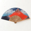 布貼扇子　赤富士 (KS)　Cloth stuck fan