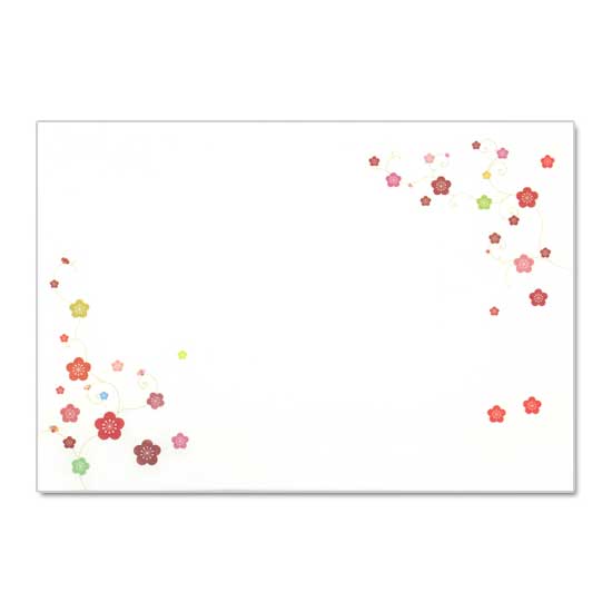 【封筒】此の先封筒　彩り梅蔓 (ID-004)　同柄5枚入　和詩倶楽部　Envelope Washi-club