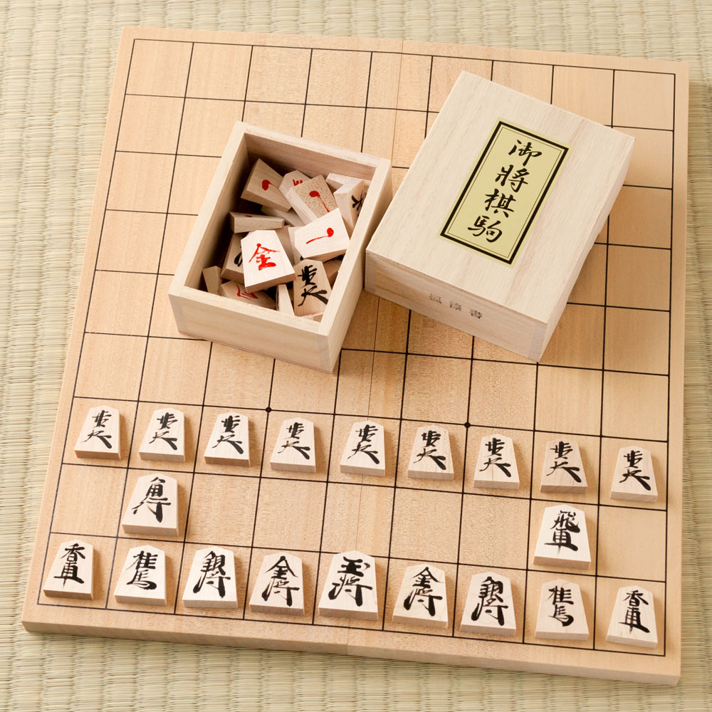 天童将棋駒 将棋盤セット 職人による手書き将棋駒と折盤のセット Tendou-shougikoma, Shogi board set