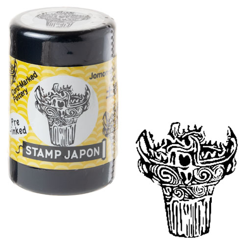 スタンプジャポン浸透印　縄文土器 (0548-013)　インクカラー：黒　こどものかお　STAMP JAPON pre-inked stamp