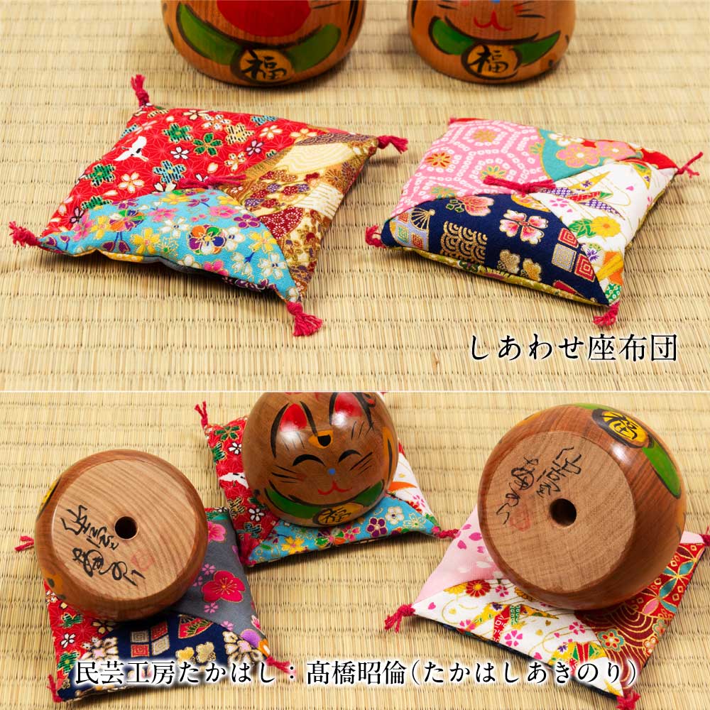 仙臺さすり　招き猫こけし　サクラ材　中・3.0号 (069)　叶・右手上げ　さすって撫でてリラックス　インテリア置物　木工品　宮城県仙台市の工芸品　Kokeshi of lucky cat Miyagi craft