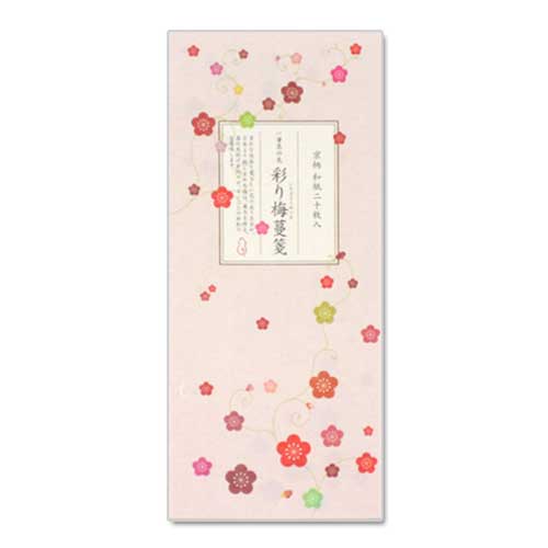 【一筆箋】一筆其の先箋　彩り梅蔓箋 (IA-004)　同柄20枚綴　和詩倶楽部　Mini letter paper Washi-club
