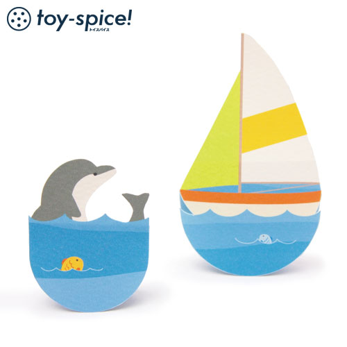 ポストカードTOY　ゆらゆら、ヨット (007-3)　はがき1枚タイプ　紙のおもちゃ工作キット　Postcard toy..