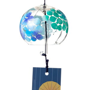 ぎやまん風鈴　あじさい　クリスタルガラス風鈴　木之本　福島県の工芸品　Wind bell, Fukushima craft