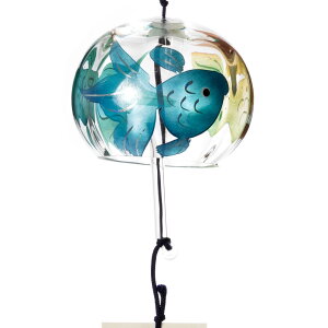 ぎやまん風鈴　クリスタルガラス風鈴　はごろも金魚 (R-286)　木之本　福島県の工芸品　Wind bell, Fukushima craft