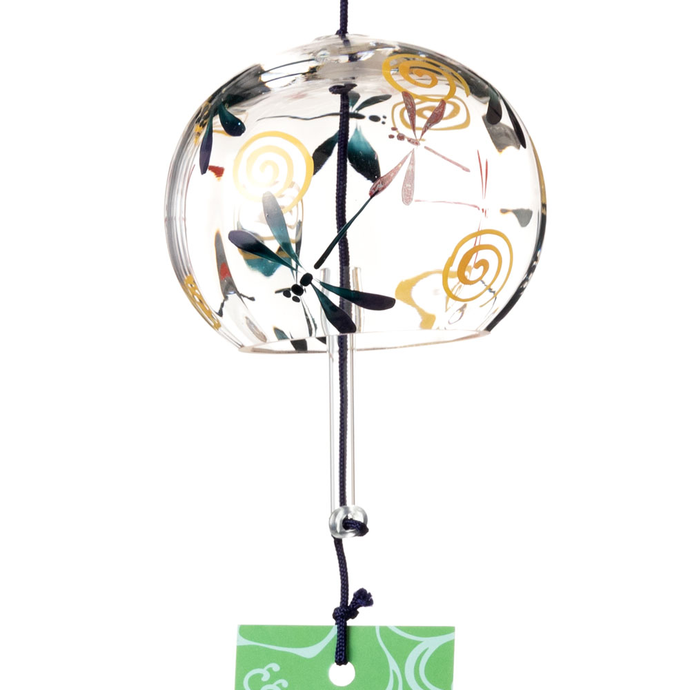 ぎやまん風鈴　勝ち虫（とんぼ）　クリスタルガラス風鈴　木之本　福島県の工芸品　Wind bell, Fukushima craft