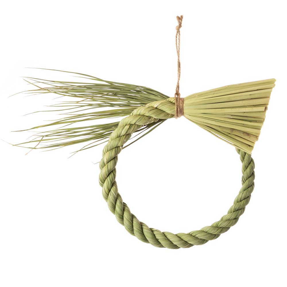 縁起飾り わらむ 輪じめ リース・姫 国産わらの縁起物 玄関飾り マンションのドアにも 壁掛け 27×22cm 日本製 国産