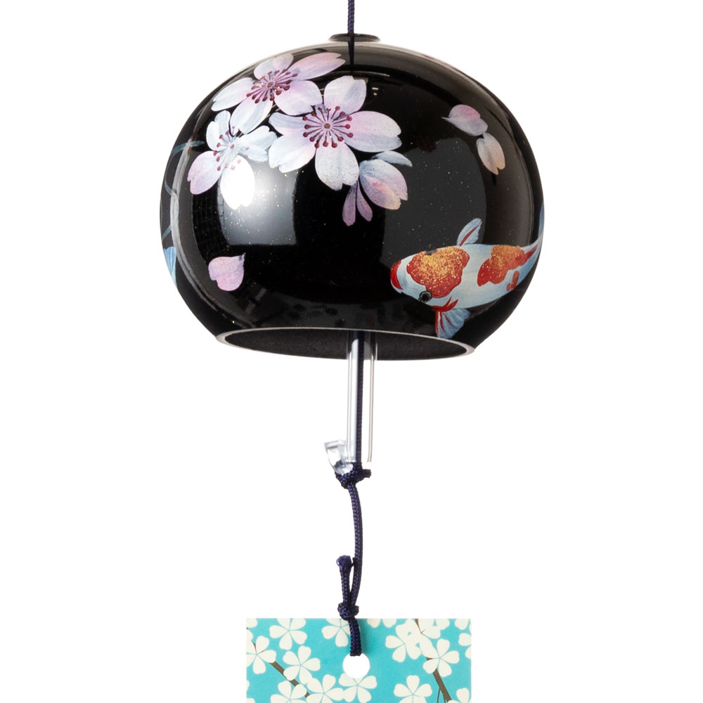 うるし匠風鈴　さくらに鯉　クリスタルガラス風鈴　木之本　福島県の工芸品　Wind bell, Fukushima craft