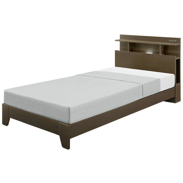 ベッド セミダブルベッド ベッドフレーム セミダブルサイズ 脚付き コンセント付き ライト付き 宮付き 袖棚付き 北欧 シンプル ホワイト ブラウン 韓国インテリア