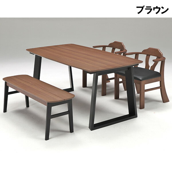 【5,000円OFFクーポン】ダイニングセット ダイニングテーブルセット 木製 4人掛け 4人用 ダイニング4点 ダイニングチェア 和 モダン 背もたれ付き ベンチ 幅160cm 幅160 食卓セット 長方形 大川 引越 NC塗装 ラバーウッド 韓国インテリア [2]