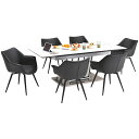 【6%OFFクーポン】ダイニングテーブルセット テーブルセット 食卓セット 伸長テーブル ダイニング7点セット 6人掛け モダン カフェ ダイニング テーブル ...