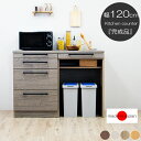 【10%OFFクーポン】【期間限定価格D】 食器棚 ロータイプ カウンター ダストカウンター レンジ台 キッチンカウンター キッチン収納 フルオープンレール 大...
