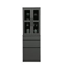 食器棚 ダイニングボード 幅60cm キッチンボード ブラック 大川家具 キッチン収納 収納家具 完成品 モダン 黒 カップボード 食器収納 日本製 国産 フル...
