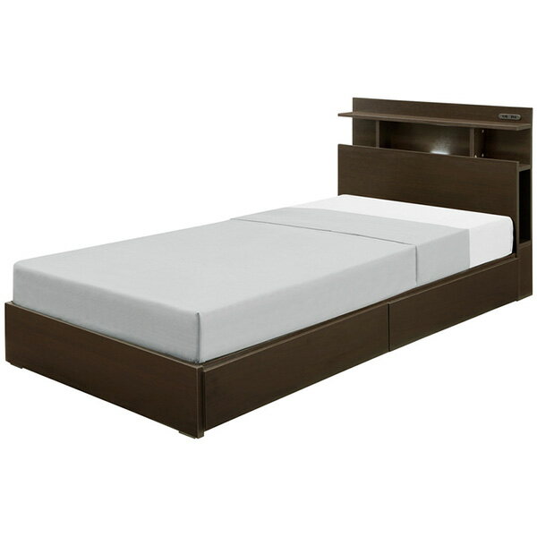 【3000円引クーポン】ベッド シングルベッド ベッドフレーム 引き出し付き コンセント付き ライト付き 宮付き 袖棚付き 北欧 シンプル ホワイト ブラウン 韓国インテリア