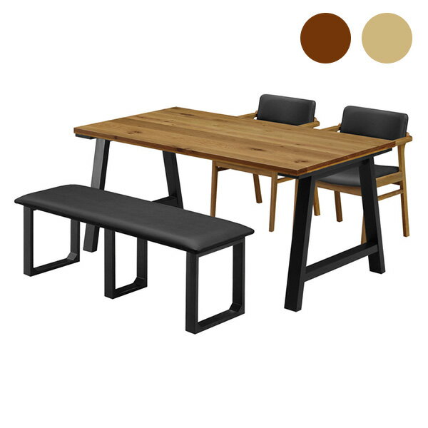 ■Product Details テーブルの天板には無垢材を使用した 天然木の温もりを感じるダイニングテーブルセットです。 サイズ テーブル：幅150×奥行85×高さ70cm チェア：幅53×奥行58×高さ69（SH42）cm ベンチ：幅1...