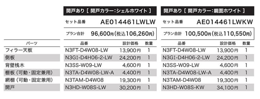 南海プラウッド ラクエル 洗濯機上収納棚 セット番号AE014461LW□□ 洗面所収納 洗面デッドスペース収納 幅840ミリ 3尺間口 ランドリールーム収納 3