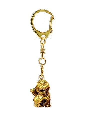 樂天商城 - ゴジラ 　キーホルダー　ゴジ招きゴールド