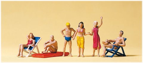 Preiserプライザー10428　ビーチでくつろぐ人たち【HO人形】【塗装済み】【ジオラマ小物】【ネコポス可】