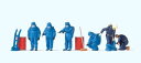 Preiserプライザー10729 防護服 防塵服 放射能服を着ている人たち 青色の服【HO人形】【塗装済み】【ジオラマ小物】