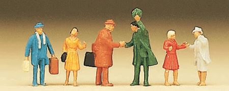 Preiserプライザー79028　旅行先での出会い・再会【Nゲージ人形】【塗装済み】【ジオラマ小物】【ネコ..