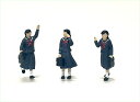 【日本人】1/80　16番人形　昭和風の女子高生　冬服A　3体セット【塗装済み】