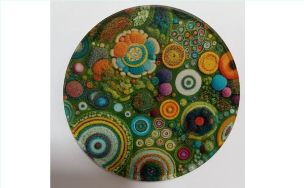 アクリルジオラマベース　床・タイルE　円形10センチ　展示台　フリマイベント展示...