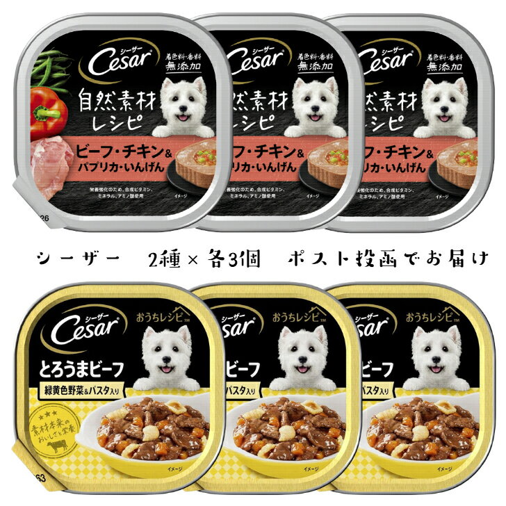 Rakuten - 【在庫限り】お買い得！シーザー 2種 アソート（とろうまビーフ3個+ビーフ・チキン3個）お試し　☆ポスト投函でお届け