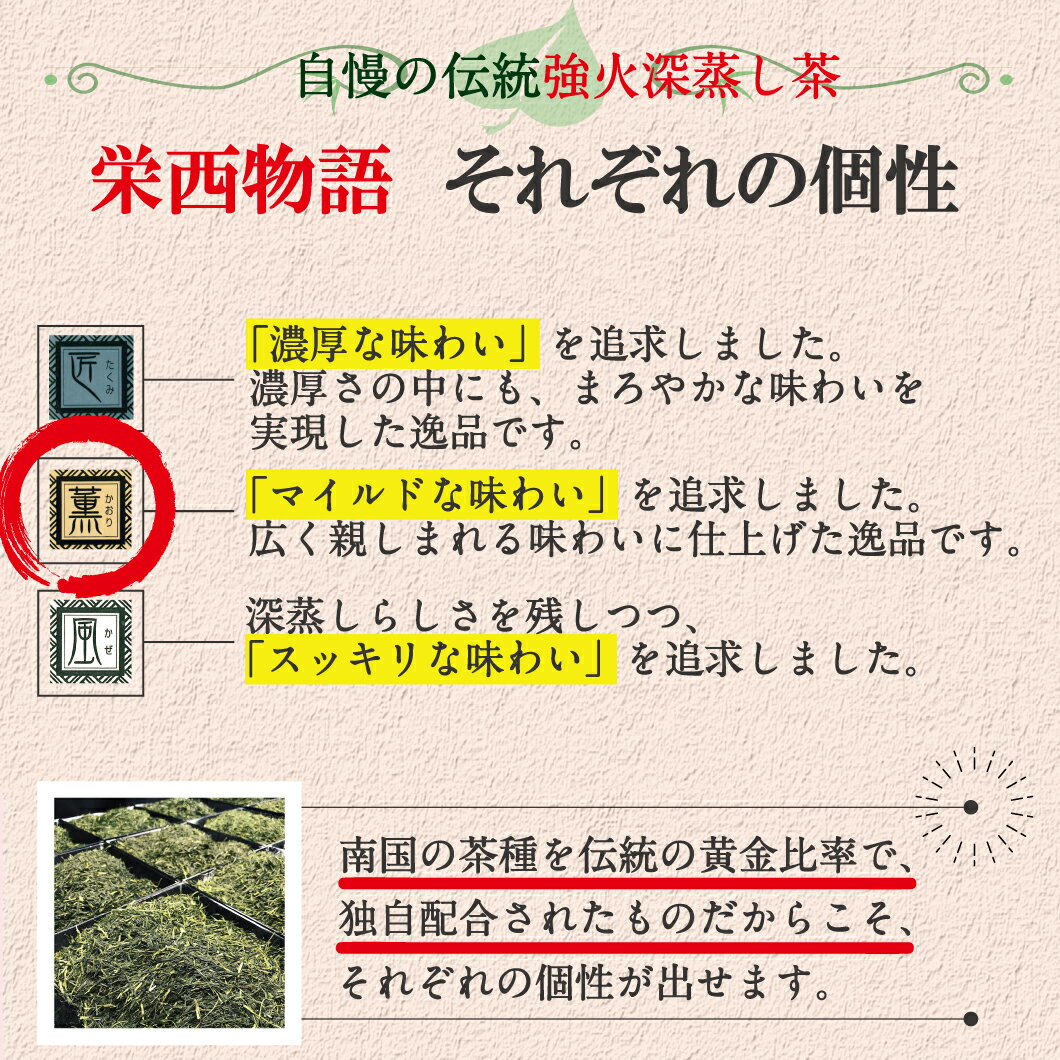 強火仕上げ深蒸し茶 栄西物語 薫 80g お茶...の紹介画像3