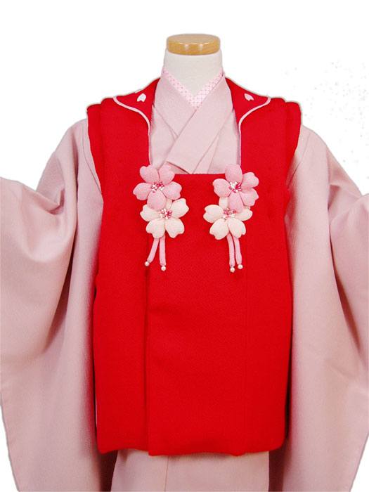 【七五三】正絹被布コート(単品)「ちりめん桜(赤)」【10P05Nov16】