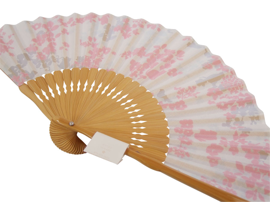 【在庫限り】【女物扇子】布製「ジャルダン（ピンク・黒）」