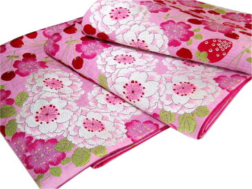 【Kami Shibai】正絹振袖用袋帯「桜といちごとさくらんぼ（ピンク）」【smtb-k】【w3】【10P03Dec16】