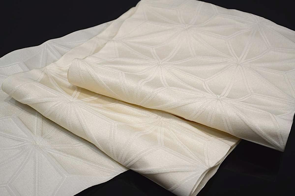 【撫松庵】兵児帯・帯りぼん（浴衣帯）「麻の葉（シロ・白）」のサムネイル