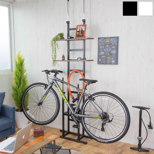 室内用ディスプレイサイクルスタンド 突っ張り式 バイクスタンド Bicycle standrack 無段階高さ調整フック BS-821-SH