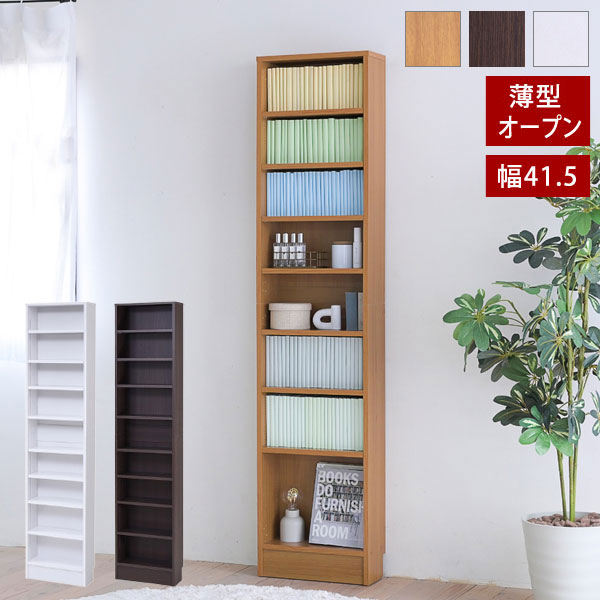 薄型オープン書棚 本棚 幅41.5cm 奥行16.5cm MEMORIA 棚板が1cmピッチで可動する自在な棚割り FRM-0100-JK