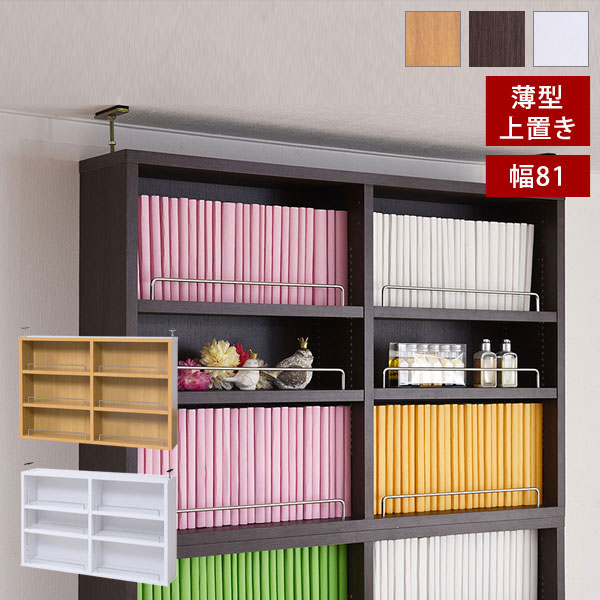 薄型オープン書棚上置き 本棚 幅81cm 奥行16.5cm MEMORIA 棚板が1cmピッチで可動する自在な棚割り FRM-0104-JK