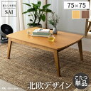 北欧デザインこたつテーブル-イーズ 75x75cm SAI 彩 正方形 こたつ単品 パワフルヒーター テーブル おしゃれ コタツ 炬燵 あったか かわいい ナチュラル シンプル カフェ風 ローテーブル 木製 天然木 ブラウン オーク 木目 テレワーク リモートワーク 在宅ワーク マストバイ