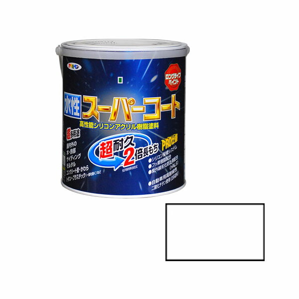 水性スーパーコート 1.6L (白) 水性塗料 塗料 木材 鉄部用 コンクリート 錆止め DIY 工具 ガーデニング アサヒペン 福井