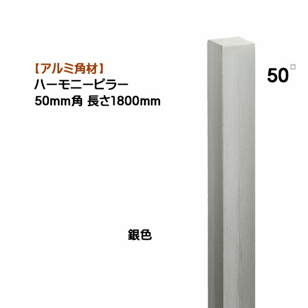 【アルミ 角材】ハーモニーピラー 50角×高さ1800mm 1本売り 銀色戸建て 新築 リフォーム アクセント 装飾 角形 角パイプ オシャレ オンリーワン【送料無料】