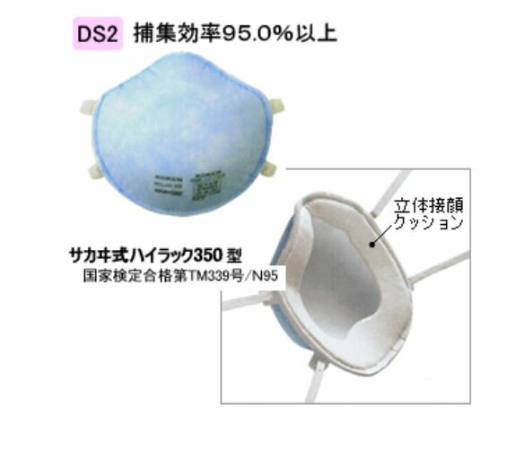 【送料無料】興研 サカヰ式 ハイラック　マスク　350型 【2本ひも式タイプ】(200枚：20箱x10枚入)【使い捨て/防塵マスク/防じんマスク】