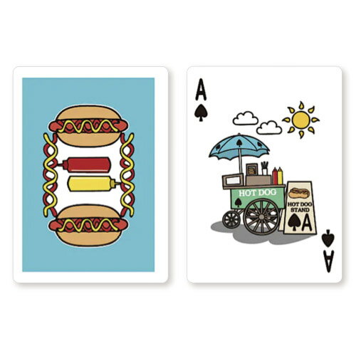 【 メール便 】 トランプ カード かわいい ホットドッグ プレイングカード ( ブルー ) hotdog playing cards プロマジシャン プロ 手品 マジック 珍しい プレゼント U.S.プレイングカード アメリカ / WakuWaku