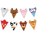 飾り付け セット かわいい アニマルパーティーフラッグ 動物 バースデー Animal Party Flags 子供部屋 かわいい ディスプレイ 三角 バナー 旗 フラッグ はた / WakuWaku