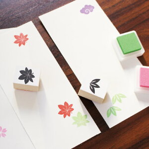 文房具 プレゼント おしゃれ スタンプ ハンコ ( #32 ) セット 判子 Eco stamp mini series かわいい 便利 日本製 エコ 素材 和風 もみじ 千鳥 松 竹 梅 さくら 桜 雲 便箋 一筆箋 年賀状 / WakuWakuバーゲン 年賀状印刷 年賀状作成ソフト セール