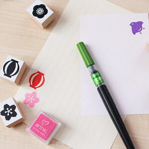 文房具 プレゼント おしゃれ スタンプ ハンコ ( #72 ) セット 判子 Eco stamp mini series かわいい 便利 日本製 エコ 素材 和風 ひょうたん 千鳥 松 竹 梅 さくら 桜 ぽち袋 便箋 一筆箋 年賀状 / WakuWakuバーゲン 年賀状印刷 年賀状作成ソフト セール